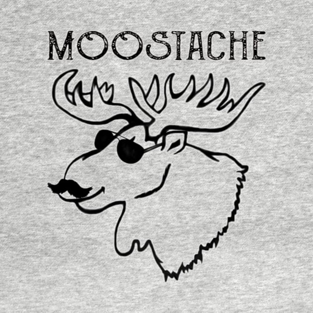 Moose-stache Funny Moose Mustache With Sunglasses Design by Jozka